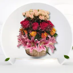 Countryside Beauty in a Wooden Vase